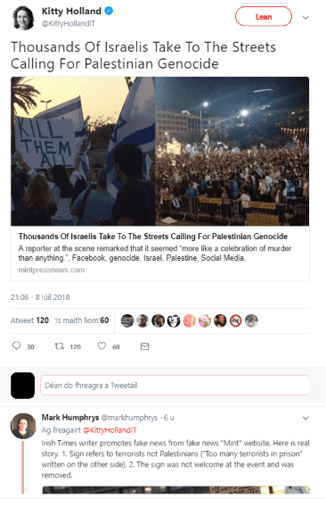 IIA blog - Irish Times journalist digs deep to resurrect fake news about Israel