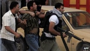 Suspected Hamas member arrested by Fatah militants during Fatah-Hamas war in 2007