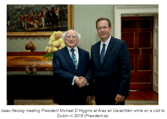 Isaac Herzog meeting President Michael D Higgins at Áras an Uarachtáin while on a visit to Dublin in 2018