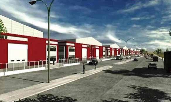 An architectural rendering of the proposed Palestinian Jalma industrial zone north of Jenin. The zone was proposed in the late 1990s, but was never built. (General Organization for Industrial Estates and Free Industrial Zones/Palestinian Authority) via JCPA