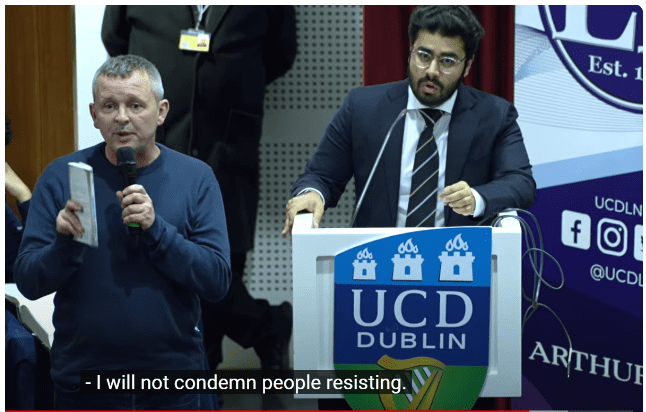 Source: YouTube, Ireland Israel Alliance - Video of Debate at UCD Lit & Hist, 16 Nov 2023